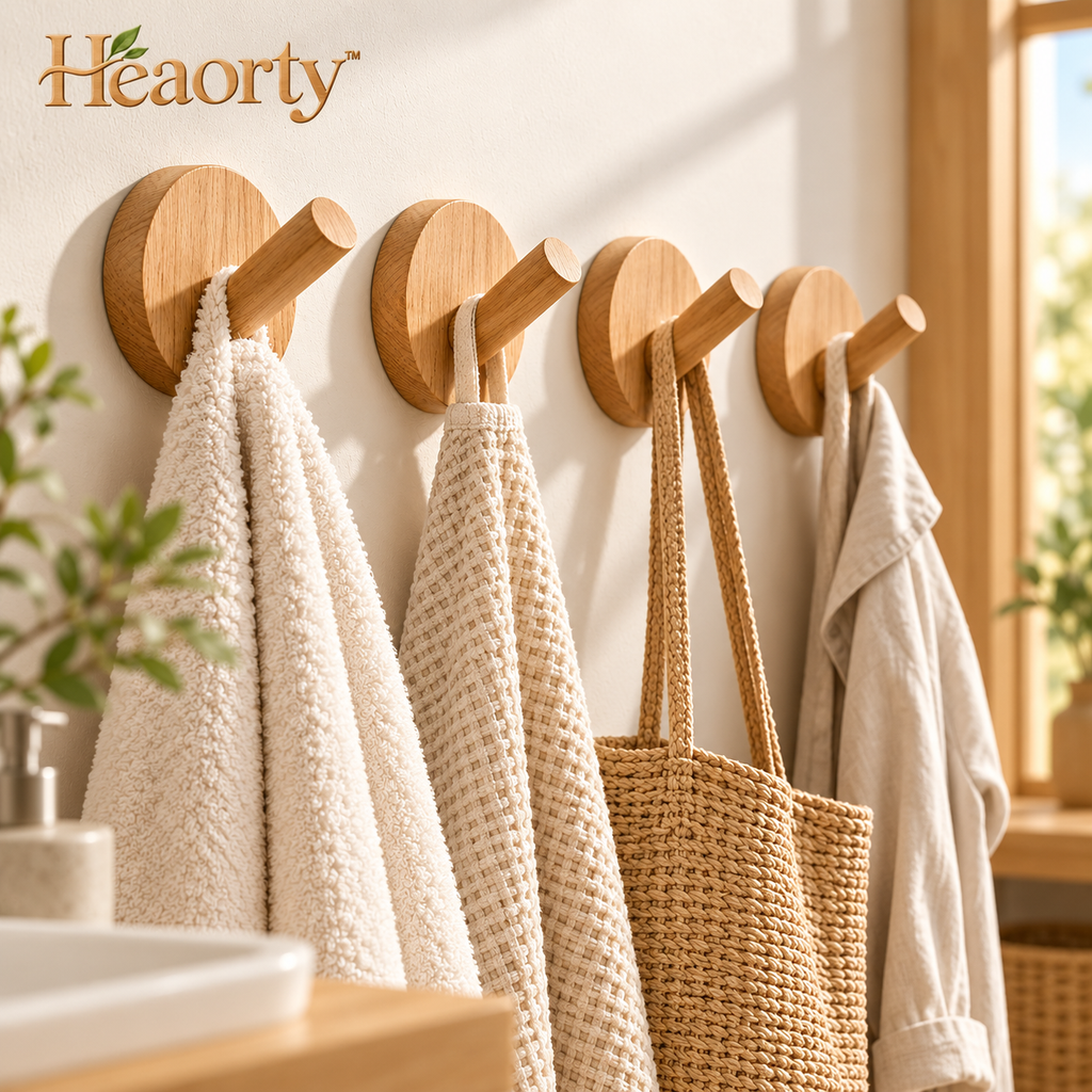 Heaorty™ Round Wooden Wall Peg Hooks – Minimalist Entryway Hanging Hooks