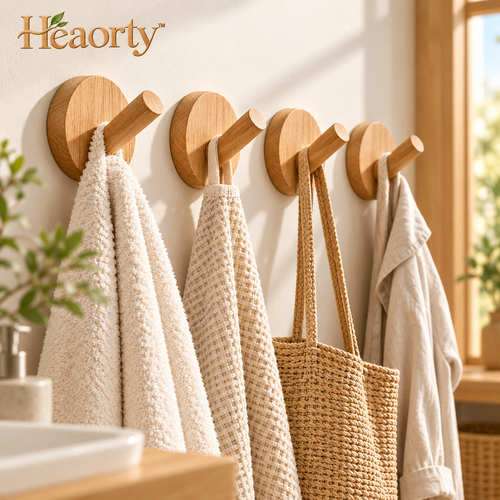 Heaorty™ Round Wooden Wall Peg Hooks – Minimalist Entryway Hanging Hooks