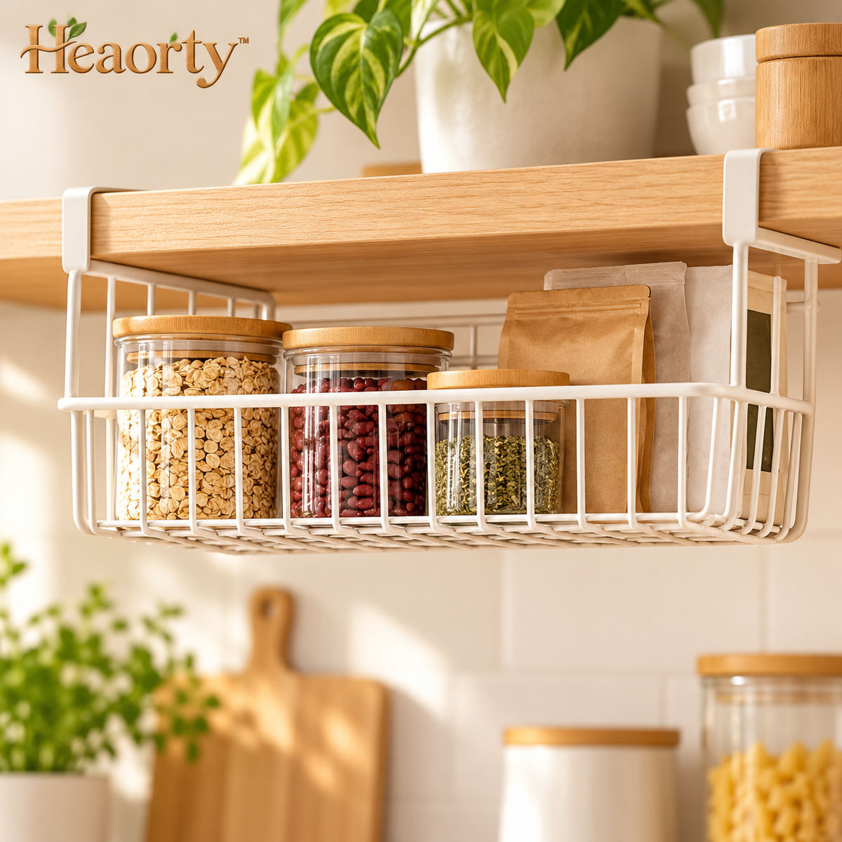 Under-Shelf Wire Storage Basket – Hanging Kitchen Organizer main view