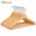 Natural Wood Clothes Hangers – Smooth Curved Closet Hanger Set main
