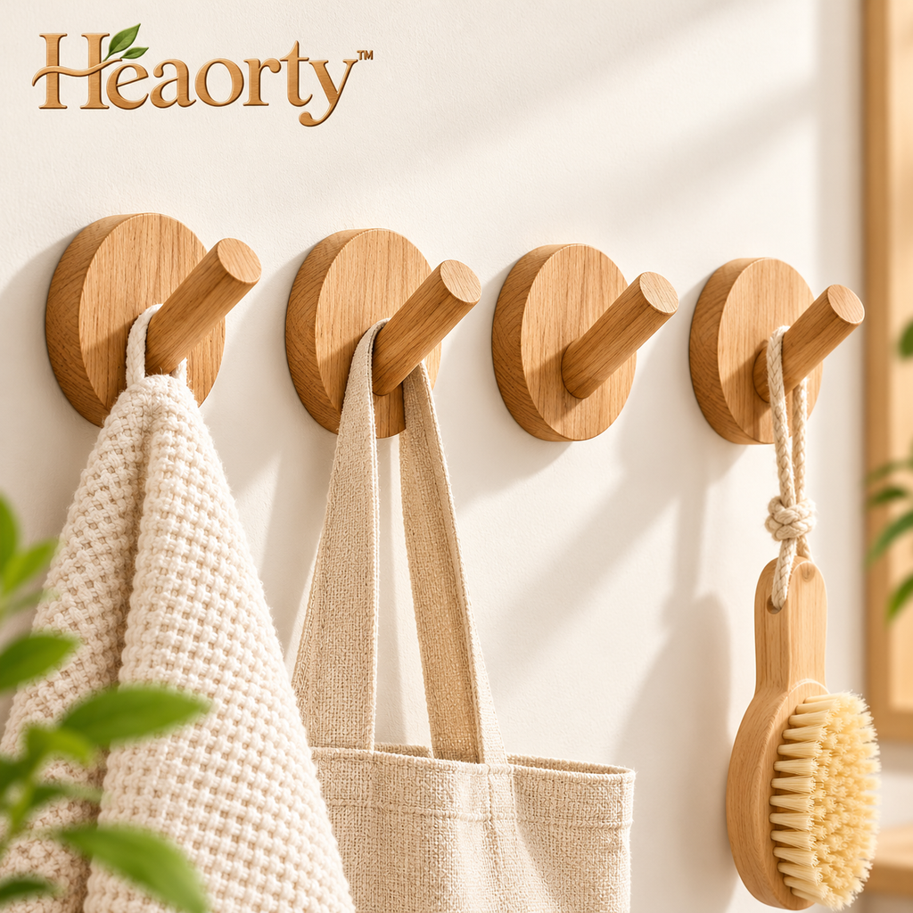 Round Wooden Wall Peg Hooks – Minimalist Entryway Hanging Hooks main