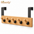Over-the-Door Hook Rack – Wood-Look Organizer with Black Metal Hooks main