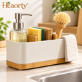 Kitchen Sink Caddy – Cream Countertop Organizer with Wood-Look Base main