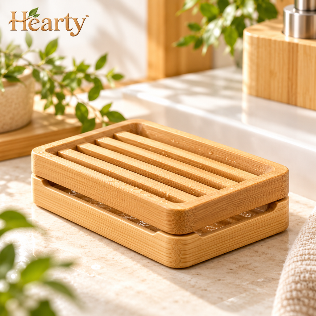 Bamboo Soap Dish with Drainage Tray – Slatted Bathroom Soap Holder main