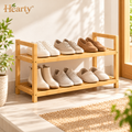 Two-Tier Bamboo Shoe Rack – Natural Entryway Footwear Organizer main