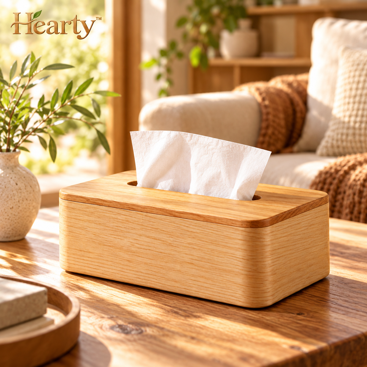 Wooden Tissue Box Cover – Minimalist Rectangular Tissue Holder detail