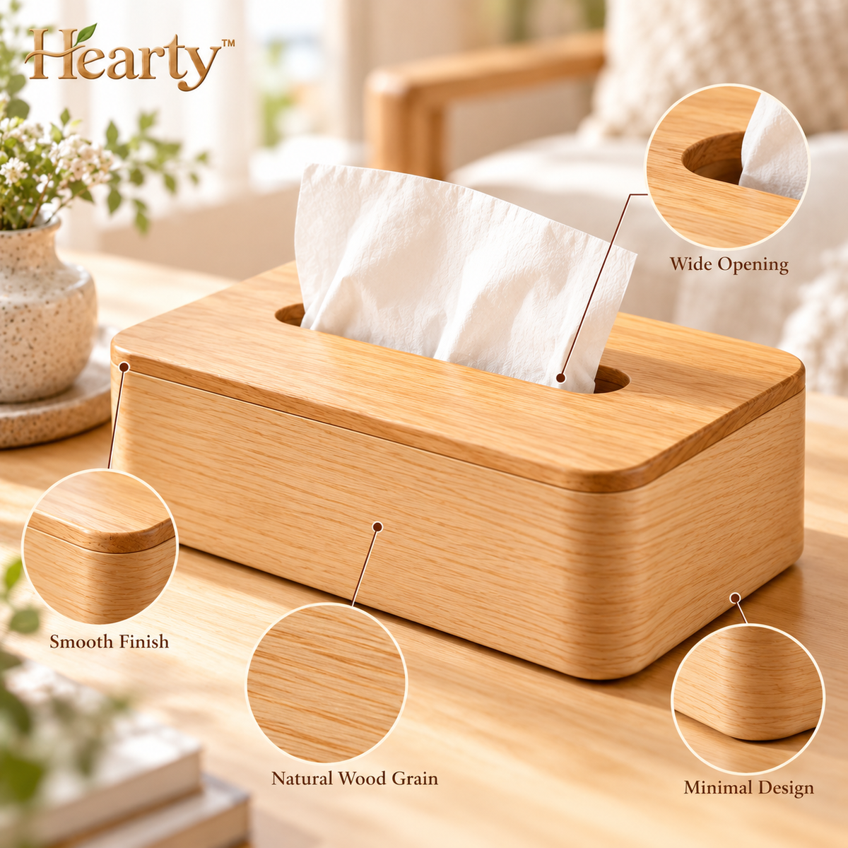 Wooden Tissue Box Cover – Minimalist Rectangular Tissue Holder lifestyle